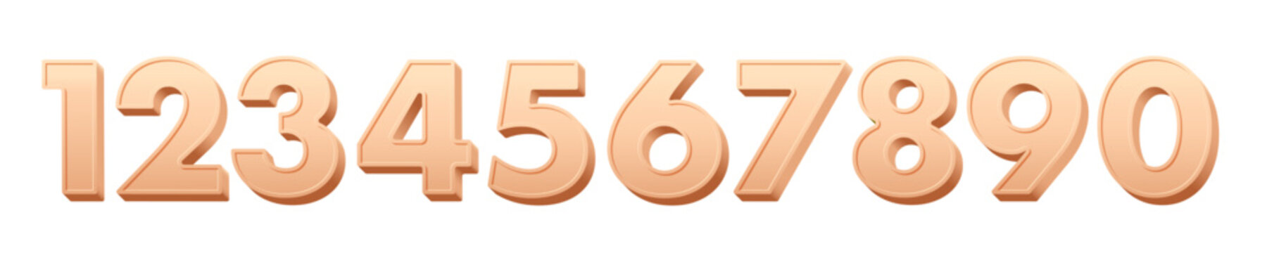 3D numbers in elegant beige gradient. Realistic vector font set 0-9 for luxury designs. Perfect typography for winner ceremonies, holidays, and creative projects.