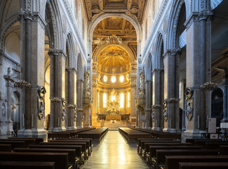 Naklejka premium Duomo di Napoli (Naples Cathedral), gothic revival and baroque styled church in Naples, Italy 