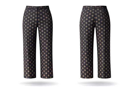 Minimalist Women Batik Pants with Truntum Star Motif - Elegant Black and Gold