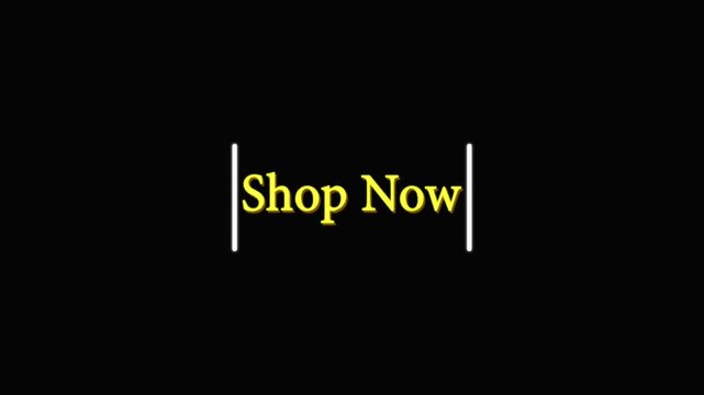 Shop now yellow text animation with black background call to action button