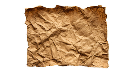 Fototapeta premium A crumpled piece of brown paper on transparent background