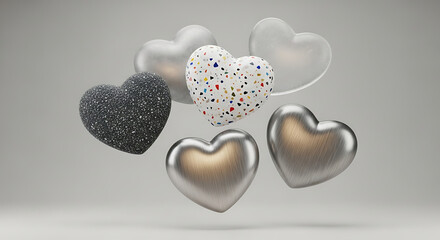 Fototapeta premium A captivating collection of floating heart shapes