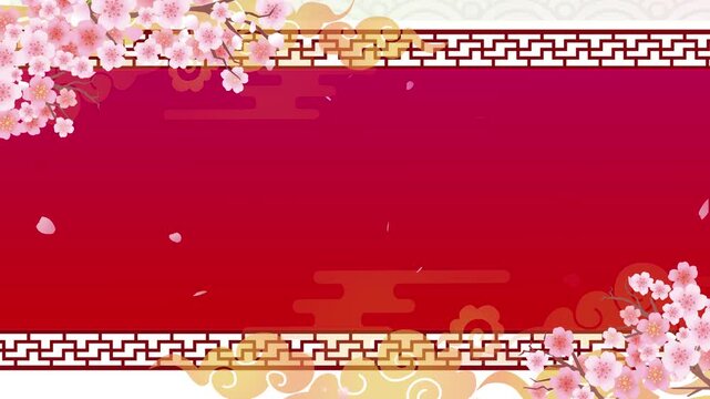 中華風桜の花びら背景