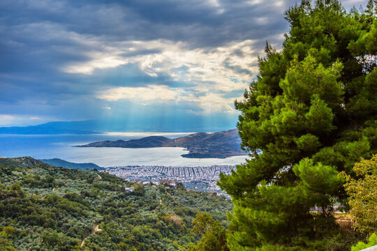 Volos city view from Pelion mount, Greece