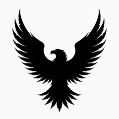 Fototapeta premium Black eagle silhouette, winged bird icon, vector illustration, graphic symbol