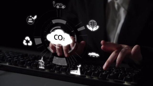 Net zero goals and CO2 reduction strategy driving sustainability, green energy integration, net zero emissions policies, and climate-friendly sustainability solutions for business and society. Muxer
