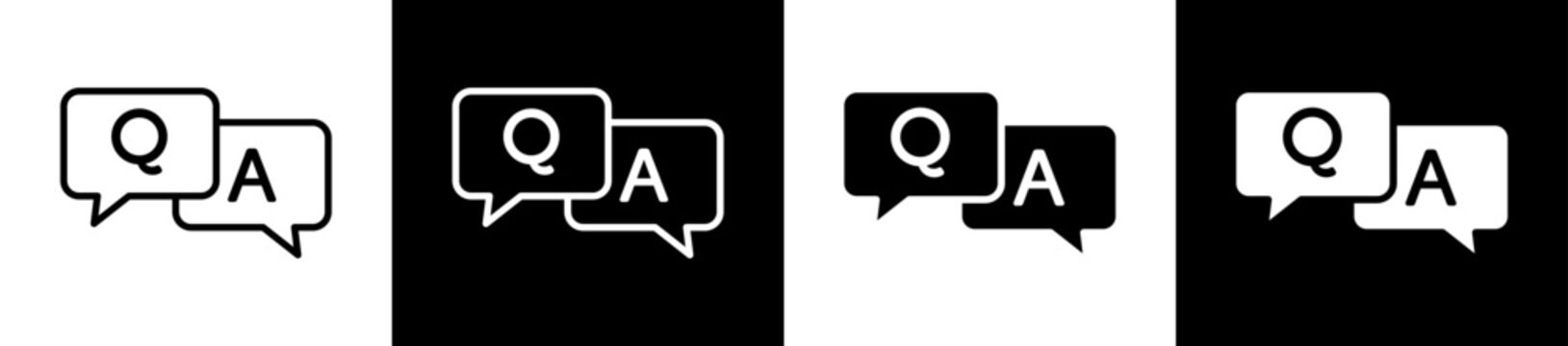 Qa Icon In Flat Version On Black And White Background 