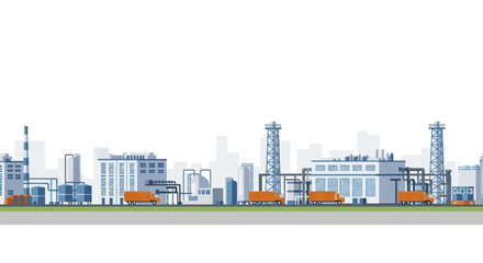 Obraz premium Industrial Plant and Factory Buildings with Chimneys and Pipes.