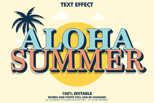Aloha summer editable text effect