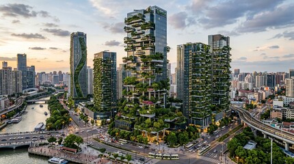 Obraz premium Green Vertical Garden Towers