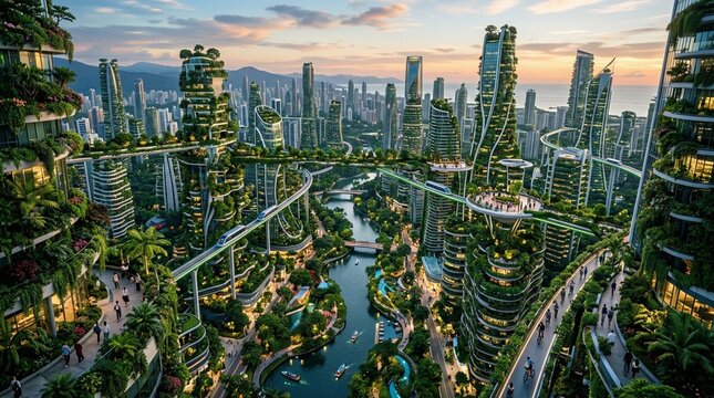 Eco Friendly Plant Covered Megacity