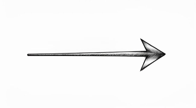 Stylized straight arrow in a hand drawn etching style pointing right