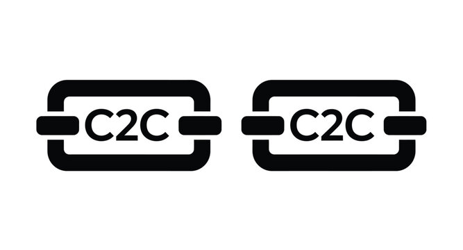 Two c2c connection symbols simple design on transparent background silhouette