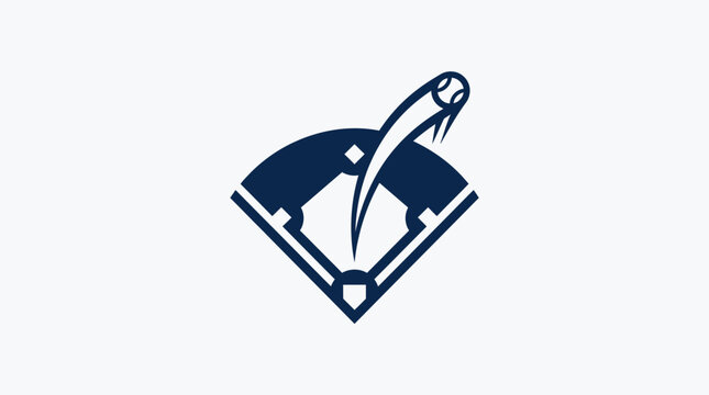Baseball Field Icon With Ball Curve