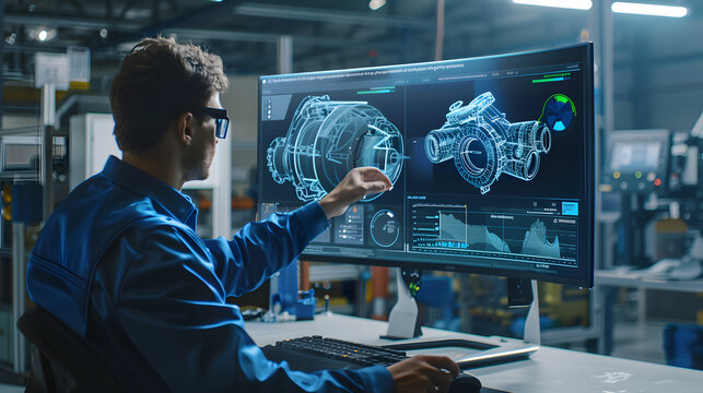 Engineers using digital twins to simulate systems and improve design performance efficiency