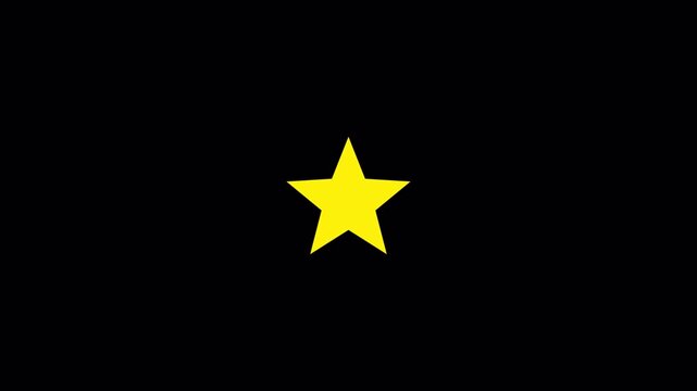 One star rating animation with alpha channel, Star review concept, Rating stars icon animation, Glowing five star flat symbol animation, Star review concept on transparent background
