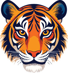 Obraz premium Tiger head vector illustration with wild animal face mask for bangla new year