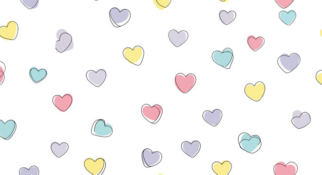 Colorful hearts on white background.