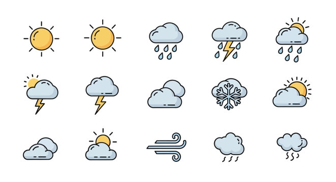 Weather icons with various cloud types.