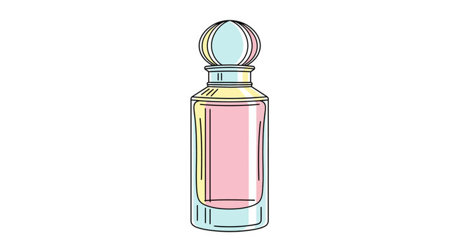 Perfume bottle with pink liquid.