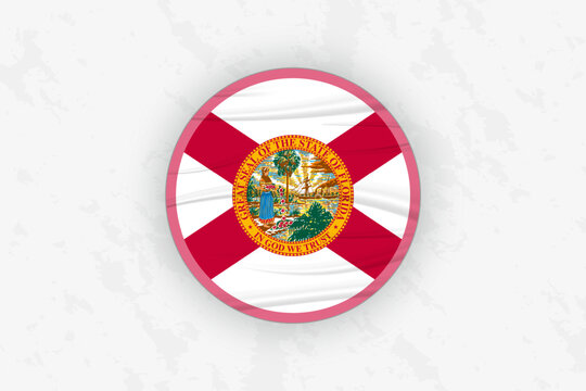 Florida Flag Circular Sticker Design, National Pride Decal.