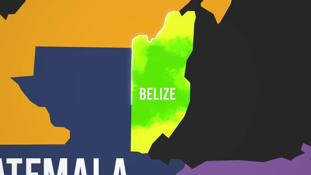 Belize 3D Map Animation With Glowing Line