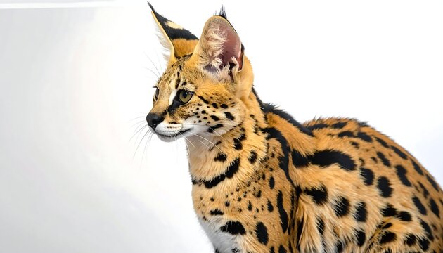 A serval cat with distinctive markings