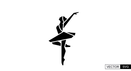 Elegant Ballerina Silhouette Icon, Modern Geometric Dance Pose, Ballet Art © jambu