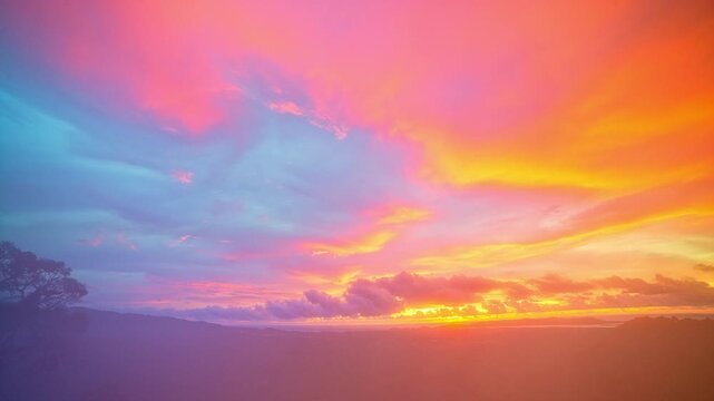 Aerial view of Soft morning fog drifts gently through the valley, wrapping the hills in a silver veil. The horizon glows with golden light, reflecting hues of pink and orange across the clouds above