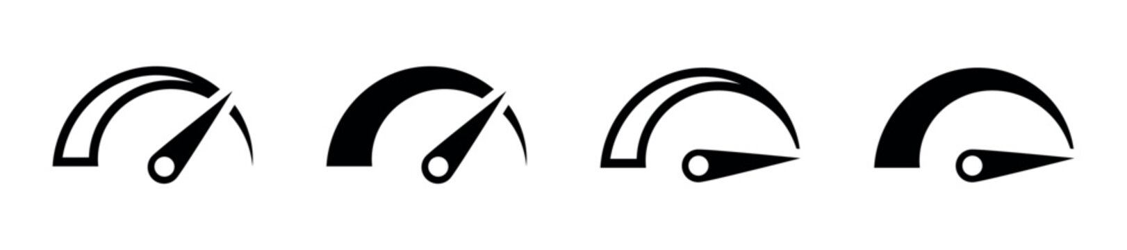 Speedometer and gauge icons set vector illustration black and white silhouette design