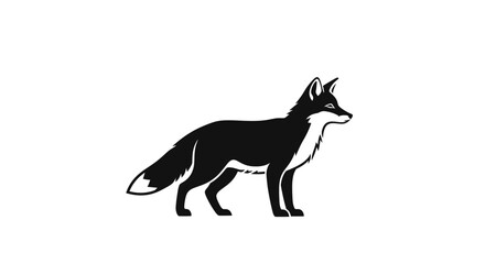 Silhouette of a Fox Standing on White Background © jambu