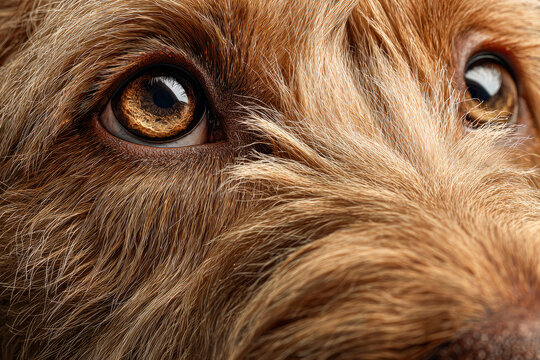Loyal and faithful brown dog with emotional eyes, close-up view.