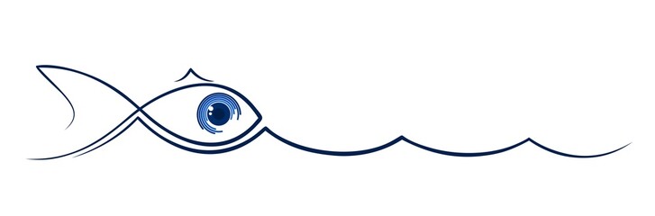 Obraz premium Symbol of stylized sea fish with big eye. 