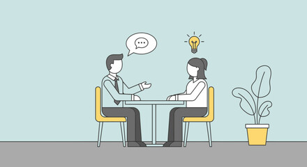 Fototapeta premium Flat Minimal Style Vector of Manager Conducting Employee Coaching Session
