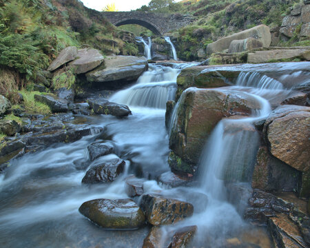 Three Shires Head packhorse bridges and waterfalls.