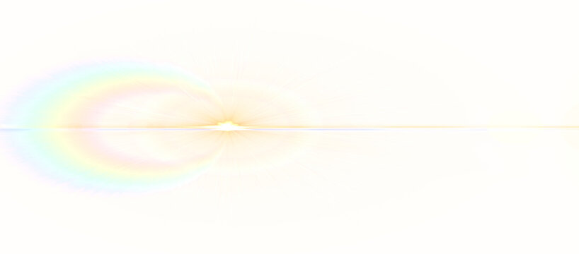 Cinematic golden Lens flare and chromatic aberration overlay transparent png