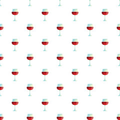 Fototapeta premium Red wine glasses repeating creating an alcoholic beverage background design