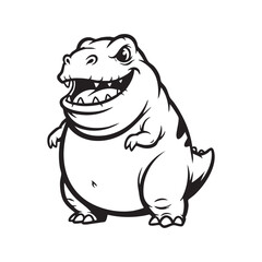 Fototapeta premium A cheerful tyrannosaurus rex stands with arms raised displaying a wide toothy grin silhouette high quality