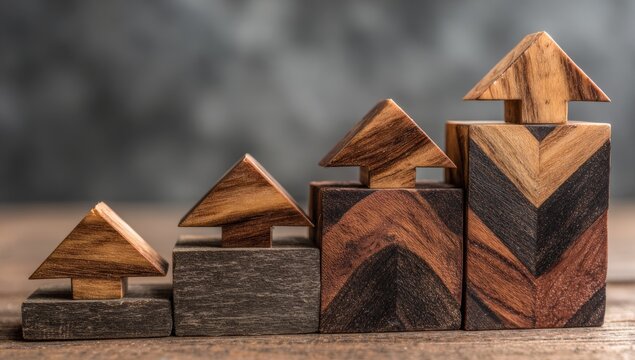 Growth and Progression through Wooden Staircases and Arrow