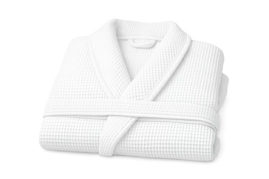 White waffle weave bathrobe folded for spa relaxation