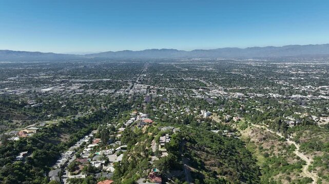 San Fernando Valley Aerial Shot of Sherman Oaks from Beverly Hills Telephoto L