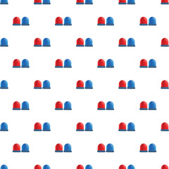 Seamless pattern featuring pairs of red and blue emergency vehicle siren lights
