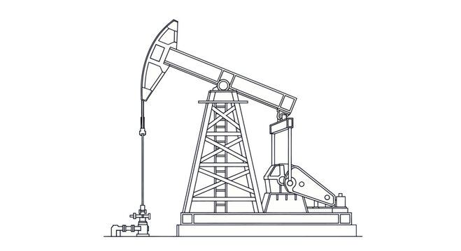 Oil pump jack outline drawing for energy industry.