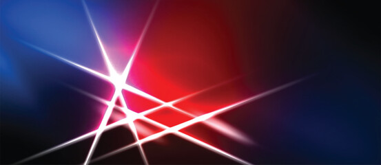 Obraz premium Abstract background features vibrant red, blue light streaks. Bright central point creates dynamic visual effect. Minimalist design.