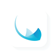 Abstract stingray logo with smooth curves and blue gradient. © AMPR