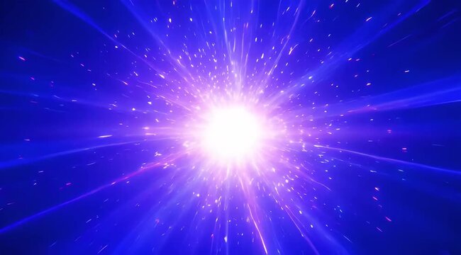 Abstract hyperdrive visual effect with burst of light and vibrant blue streaks