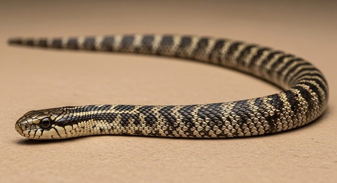 Detailed Close-Up of a Beautiful Snake on a Neutral Background.