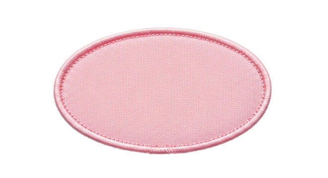 Light pink oval fabric patch blank with stitched border detail.