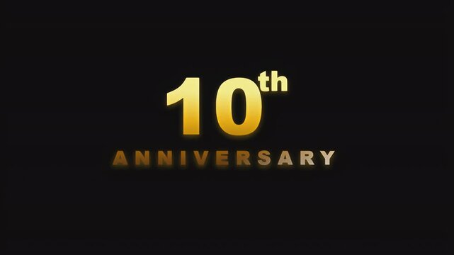 Golden 10th anniversary text with a celebratory feel on a dark background