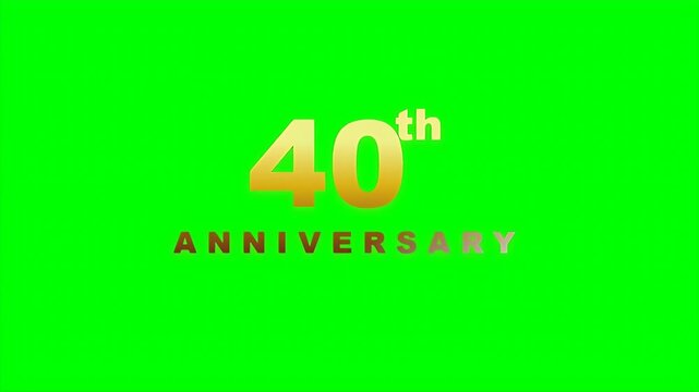 Golden 40th anniversary text with a green screen background